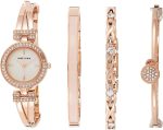 Anne Klein Women's Premium Crystal Accented Bangle Watch and Bracelet Set, AK/2238